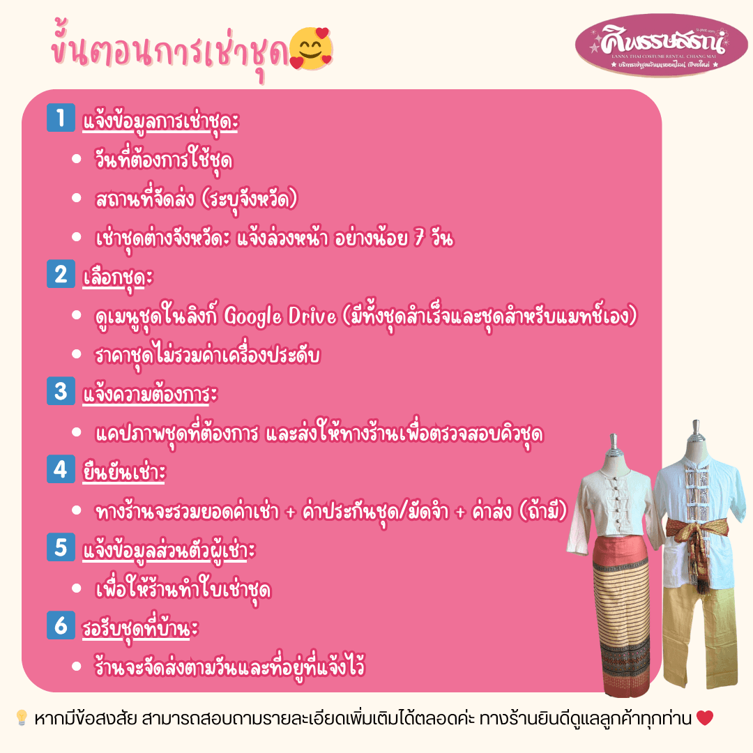 เงื่อนไขการเช่าชุดล้านนาออนไลน์